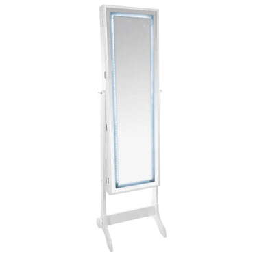 Armoire à bijoux LED, verre Blanc, 47x155 cm