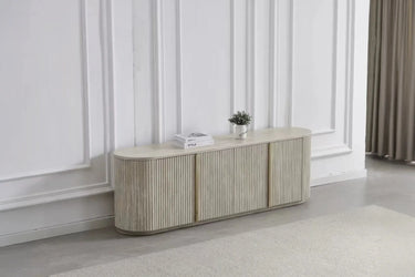 Calypsa - Buffet de salon Effet Travertin - 180 x 40 cm
