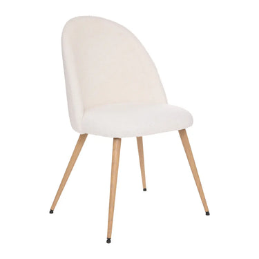 Chaise Slano, pieds imitation chêne Bouclette, Blanc