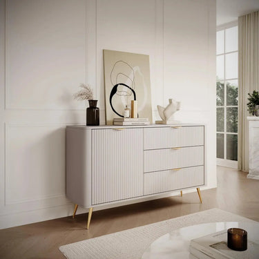 LANTEA - Buffet avec porte et tiroirs de style moderne - 138 x 38 x 81CM