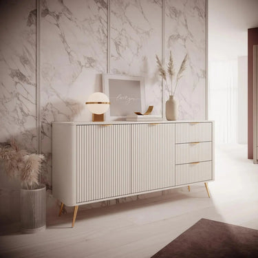 LANTEA - Buffet avec porte et tiroirs de style moderne - 163 x 38 x 81CM