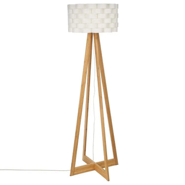Lampadaire Moki Bambou, Blanc, H.150 cm