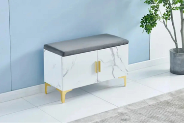 Meuble à Chaussure Pouf Marbre Blanc