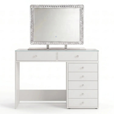 Pack Coiffeuse 120cm + Miroir LED Queen Beauty 80x60cm