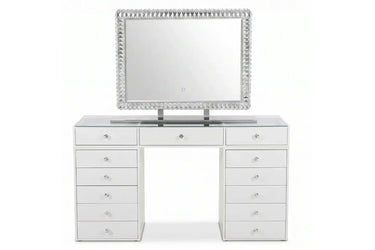 Pack Coiffeuse 150cm + Miroir LED Queen Beauty 80x60cm