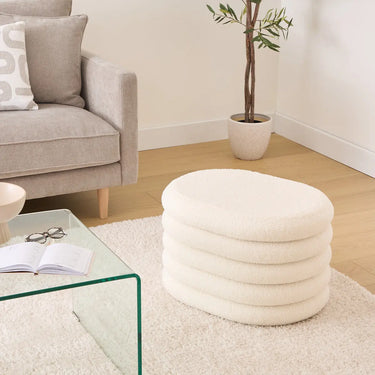 Pouf coffre bouclette Giulia Blanc, 59x45 cm