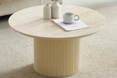 Table Basse Céramique Travertin Ronde - 80 cm