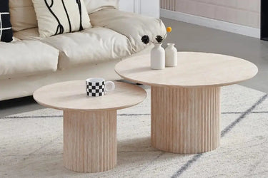 Table Basse Gigogne En Bois Effet Travertin