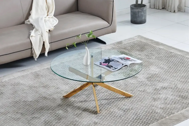 Table Basse Ronde Jessy Marbre Blanc Pieds dorés