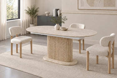 Table Extensible de Salle à Manger VANINA Effet Travertin - 200x90cm