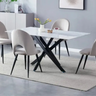 Table Repas Jessy Marbre Blanc Pieds Noir