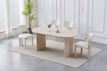 Table à Manger Blanche Rosalia en Céramique effet Marbre