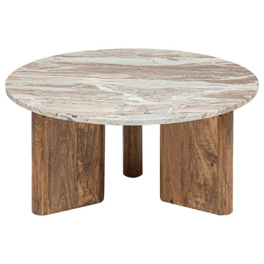 Table basse Coppa Marbre & manguier, D.91 cm