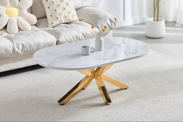 Table basse Xana Mabre Blanc Pieds Dorés