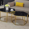 Table basse hexagone Gigogne pieds dorés