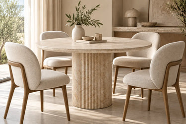 Table de Salle à Manger Ronde en Céramique Travertin TRAVENA