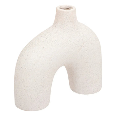 Vase arc Asy Céramique blanc, H.25 cm