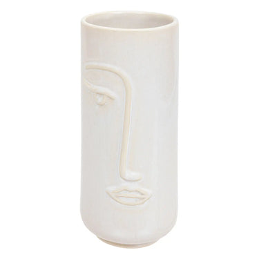 Vase visage Soleya, céramique Blanc, H.25 cm