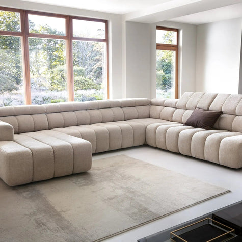 Canapé panoramique convertible avec rangement ZURA U - 367 x 294 x 188cm 