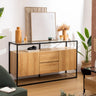 Buffet 2 portes Aldea Métal et bois, Beige, 140x80 cm 