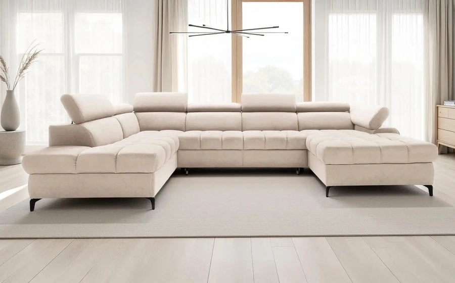 Canapé Panoramique Convertible avec Coffre de Rangement LAGUNE III - 344 x 175 x 200 cm