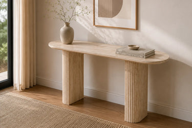 Console de Salon CALYPSO en Céramique Travertin - 120 x 40 cm