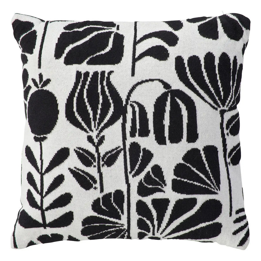 Coussin effet tricot Twisted Lime Noir & Blanc, 40x40 cm