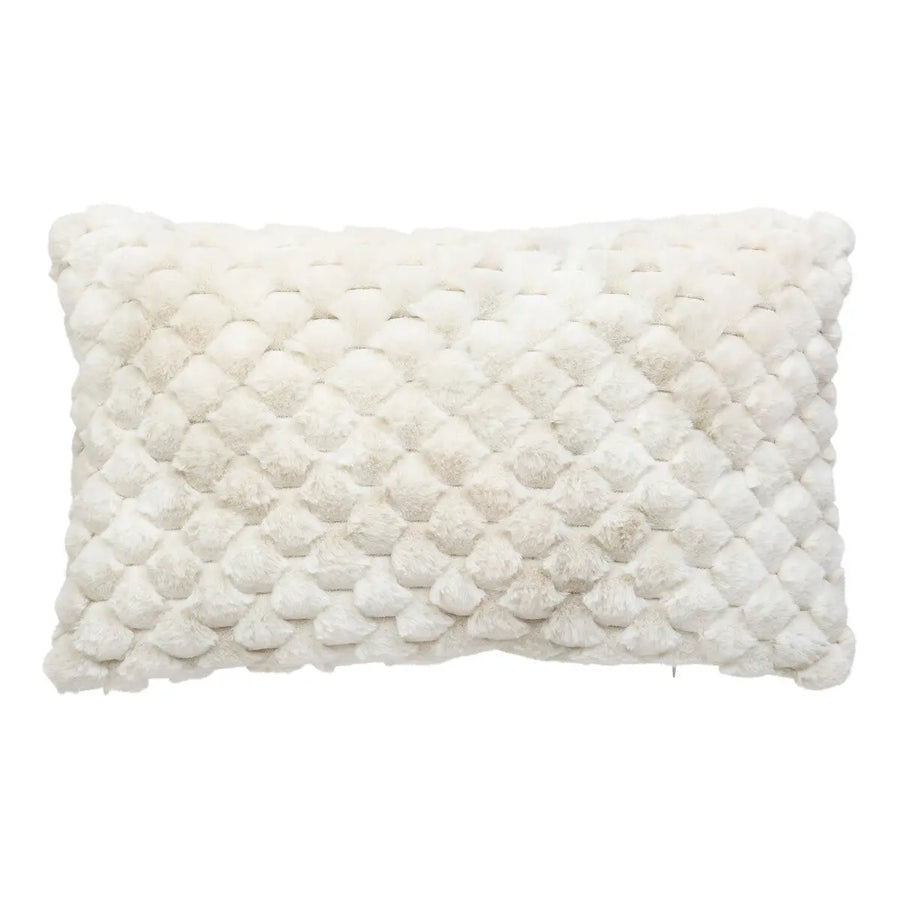 Coussin fourrure Adriel Beige, 38x58 cm