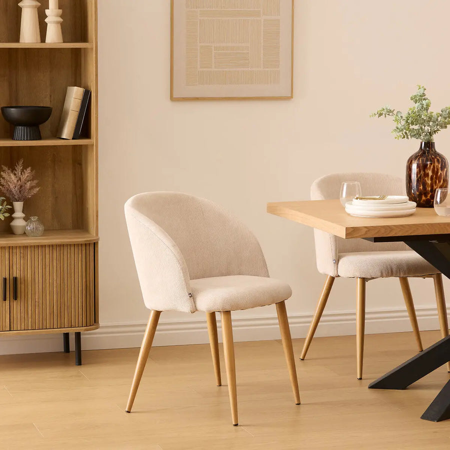 Fauteuil Celeste Effet velours côtelé, Beige