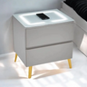Lydie - Table de chevet avec LED et Chargeur Induction - 50 x 40 cm 