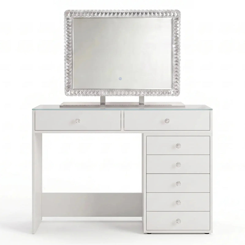 Pack Coiffeuse 120cm + Miroir LED Queen Beauty 80x60cm