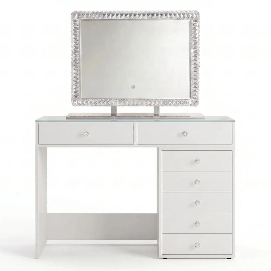 Pack Coiffeuse 120cm + Miroir LED Queen Beauty 80x60cm
