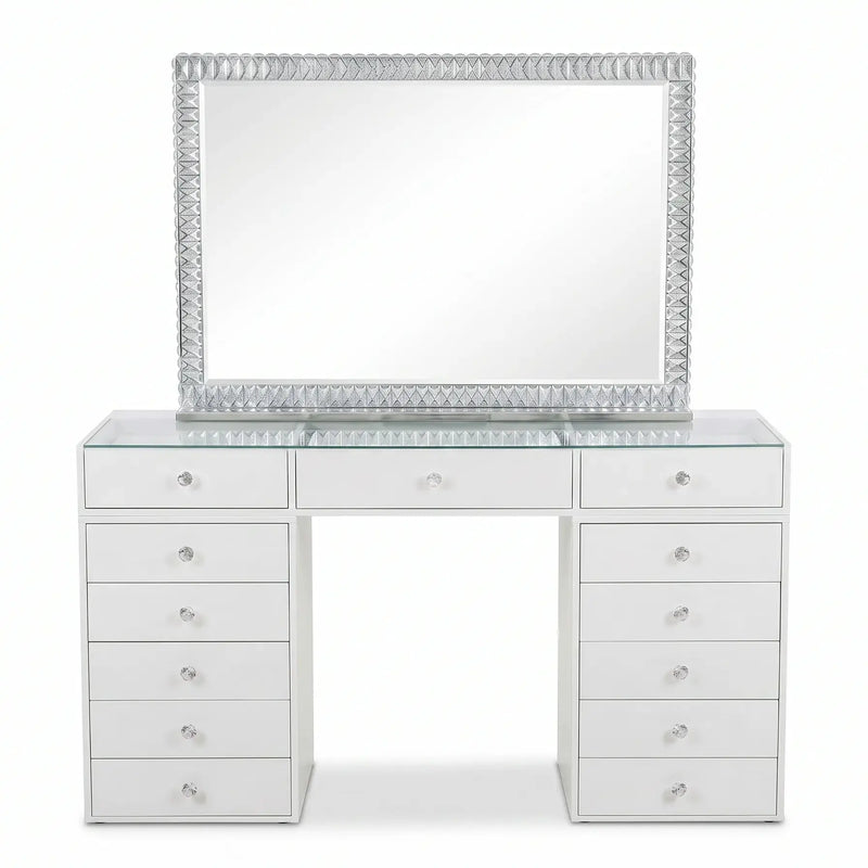 Pack Coiffeuse 150cm + Miroir LED Queen Beauty 120x80cm