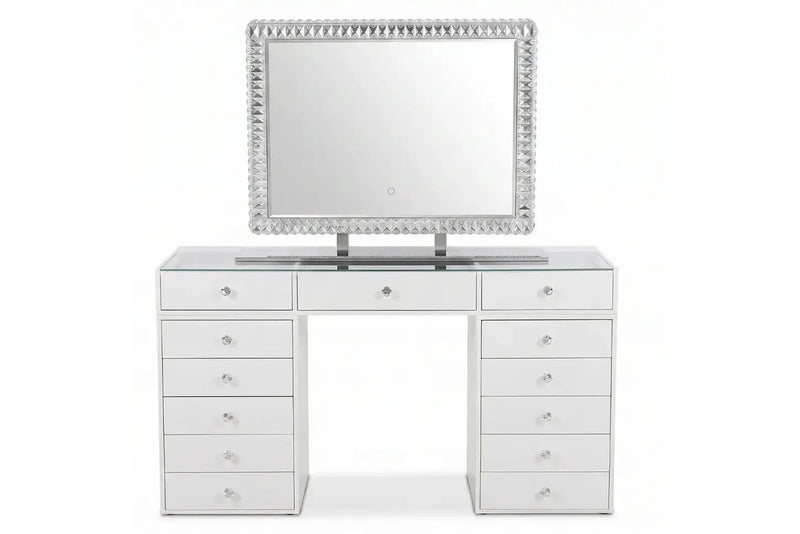Pack Coiffeuse 150cm + Miroir LED Queen Beauty 80x60cm