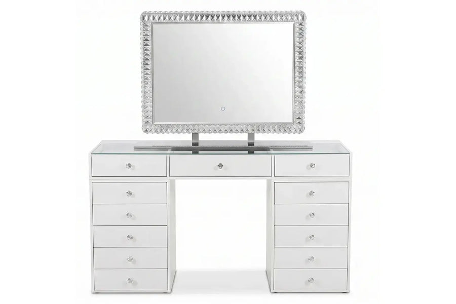 Pack Coiffeuse 150cm + Miroir LED Queen Beauty 80x60cm