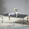 Table Basse Baroque Marbre Blanc Pied Argenté 