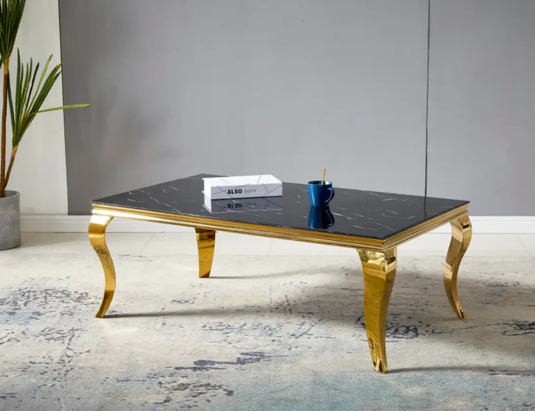 Table Basse Dorée Marbre Blanc BAROQUE - Luxe et Élégance – Galerie du Mobilier Table Basse Dorée Marbre Blanc BAROQUE - Luxe et Élégance – Galerie du Mobilier