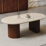 Table Basse Ovale de Salon en Effet Céramique Travertin TERRA - 120 x 70 cm 