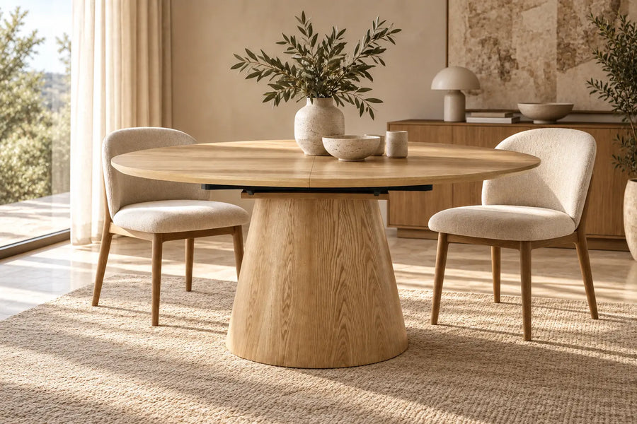 Table de Salle à Manger Extensible en Bois Massif OVANA - de 160 cm à 200 cm