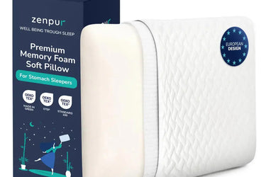 ZenPur - Oreiller cervical ergonomique "moelleux" en mousse à mémoire de forme et anti-acariens 
