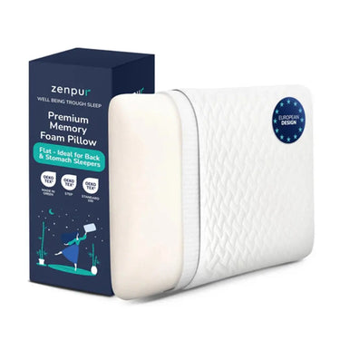 ZenPur - Oreiller Cervical Ergonomique "Plat" en Mousse à Mémoire de Forme et Anti-Acariens (Copie) (Copie) 